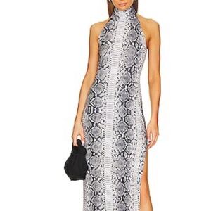 Norma Kamali Black and White Snake Print Dress